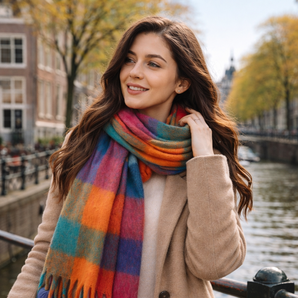 Elena | De kleurrijke sjaal die elke outfit in één beweging afmaakt.